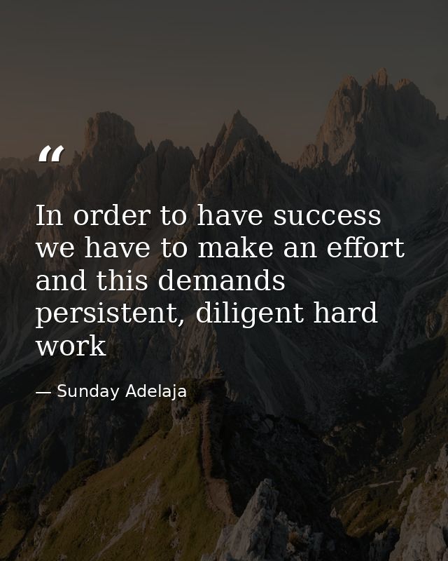 In order to have success we have to make an effort and this demands persistent, diligent hard work — Sunday Adelaja