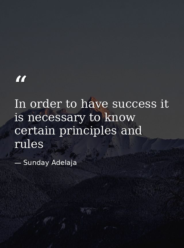 In order to have success it is necessary to know certain principles and rules — Sunday Adelaja