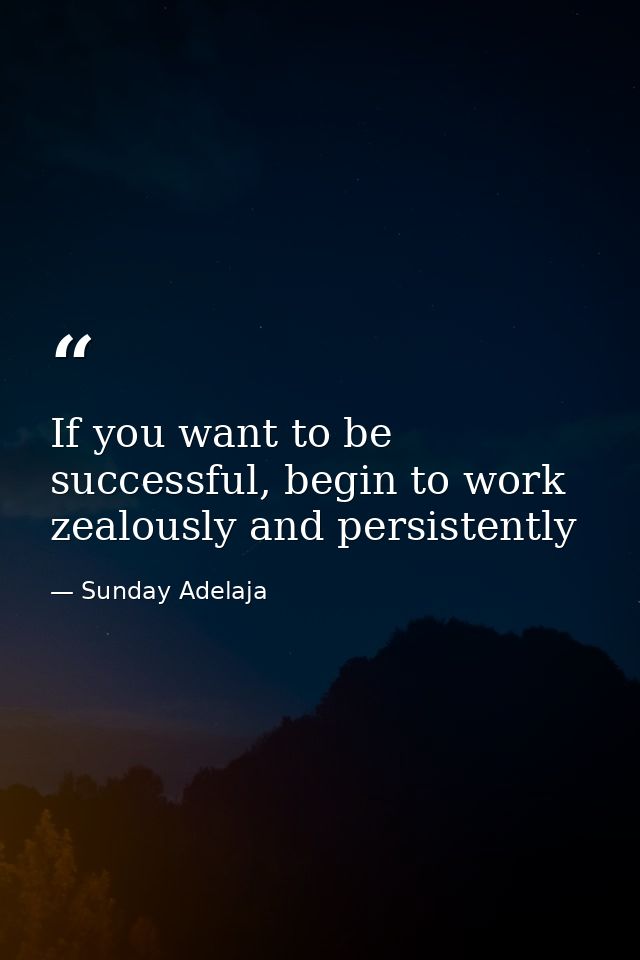 If you want to be successful, begin to work zealously and persistently — Sunday Adelaja