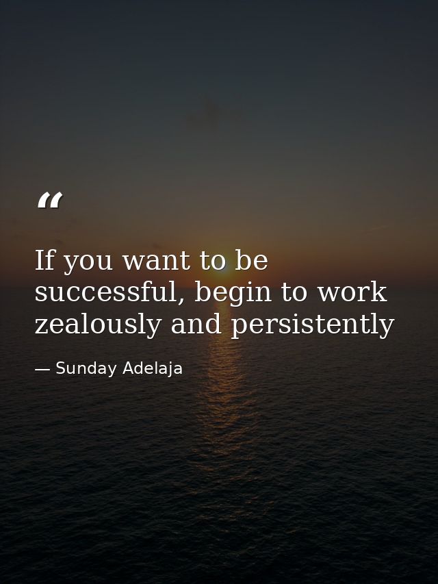 If you want to be successful, begin to work zealously and persistently — Sunday Adelaja