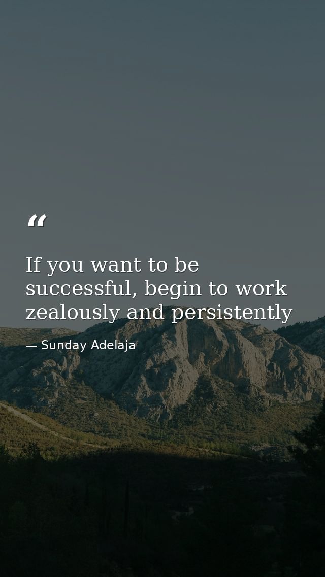 If you want to be successful, begin to work zealously and persistently — Sunday Adelaja