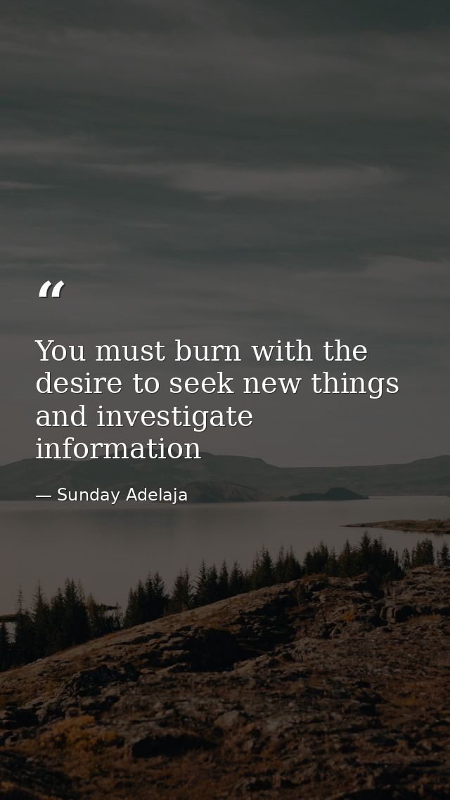 You must burn with the desire to seek new things and investigate information — Sunday Adelaja