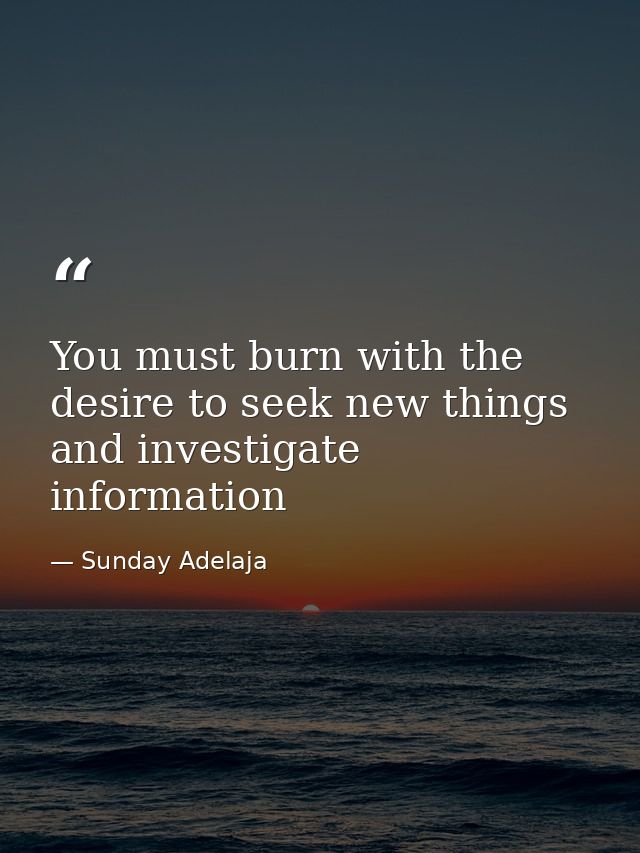 You must burn with the desire to seek new things and investigate information — Sunday Adelaja
