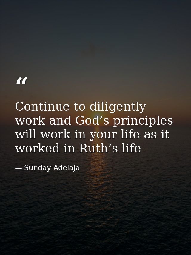 Continue to diligently work and God’s principles will work in your life as it worked in Ruth’s life — Sunday Adelaja