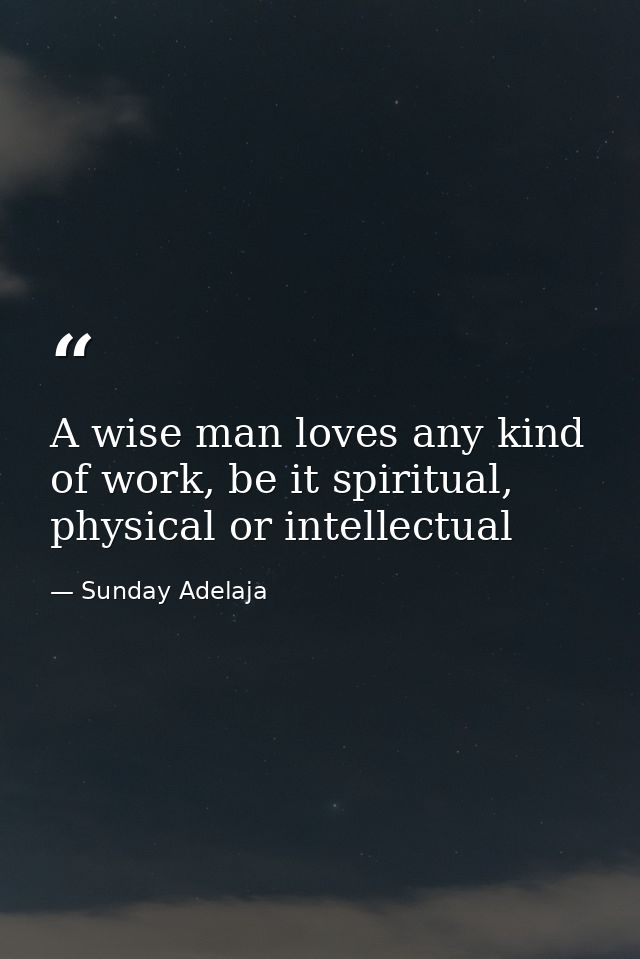 A wise man loves any kind of work, be it spiritual, physical or intellectual — Sunday Adelaja