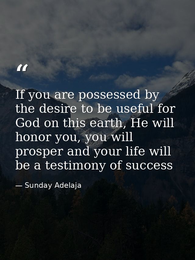 If you are possessed by the desire to be useful for God on this earth, He will honor you, you will prosper and your life — Sunday Adelaja