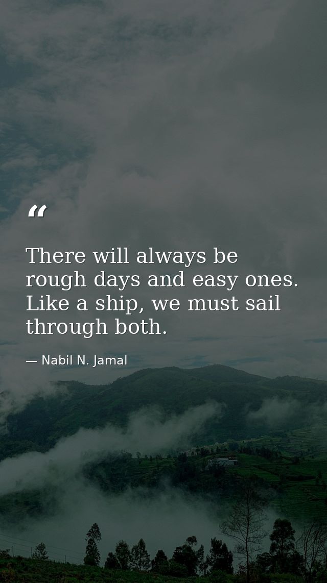 There will always be rough days and easy ones. Like a ship, we must sail through both. — Nabil N. Jamal