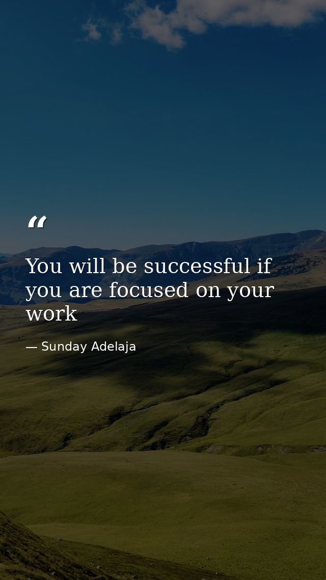 You will be successful if you are focused on your work — Sunday Adelaja