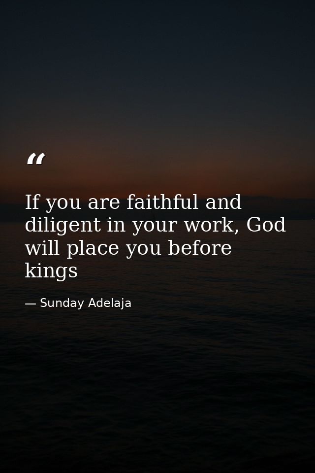 If you are faithful and diligent in your work, God will place you before kings — Sunday Adelaja