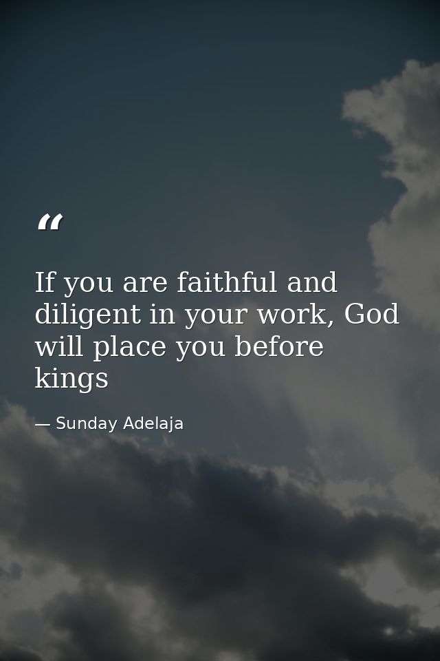 If you are faithful and diligent in your work, God will place you before kings — Sunday Adelaja