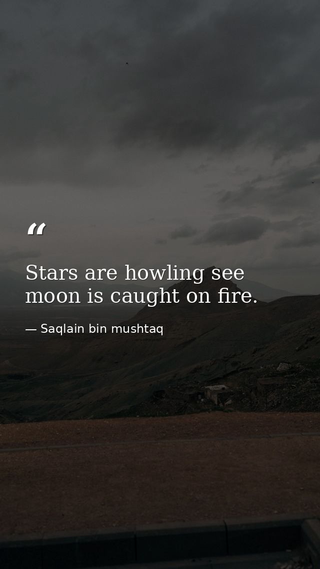 Stars are howling see moon is caught on fire. — Saqlain bin mushtaq