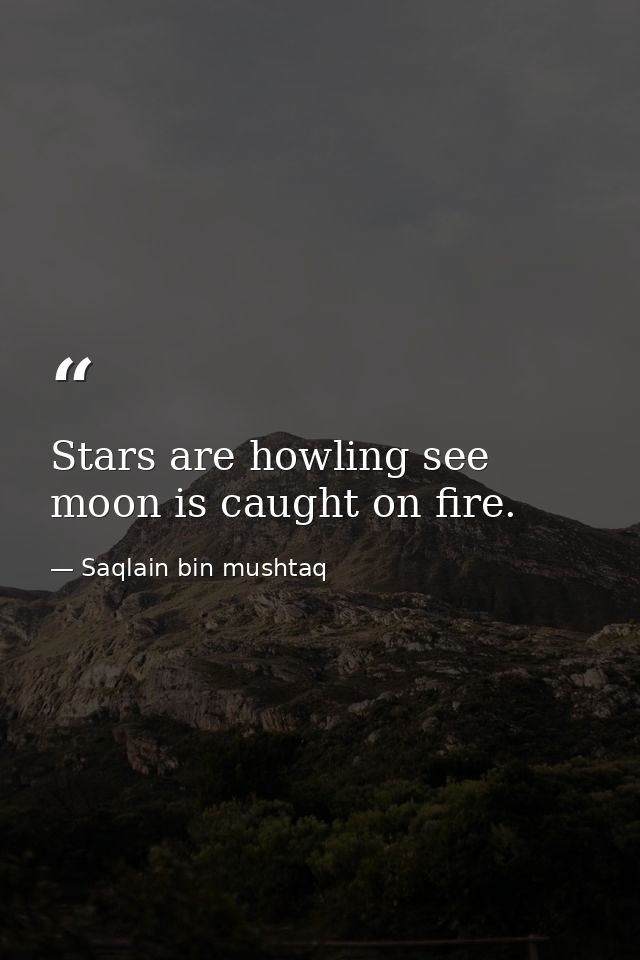 Stars are howling see moon is caught on fire. — Saqlain bin mushtaq