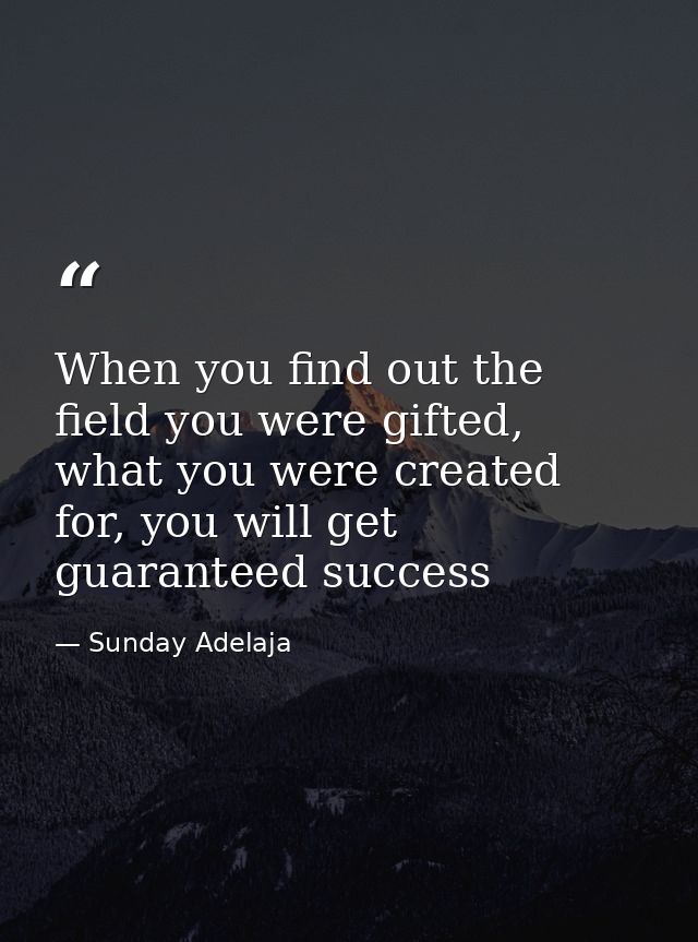 When you find out the field you were gifted, what you were created for, you will get guaranteed success — Sunday Adelaja