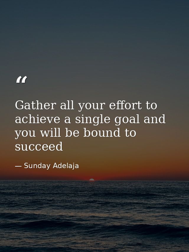Gather all your effort to achieve a single goal and you will be bound to succeed — Sunday Adelaja