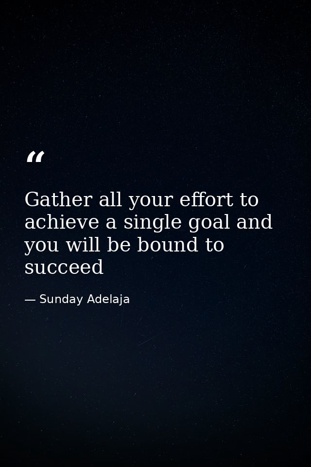 Gather all your effort to achieve a single goal and you will be bound to succeed — Sunday Adelaja