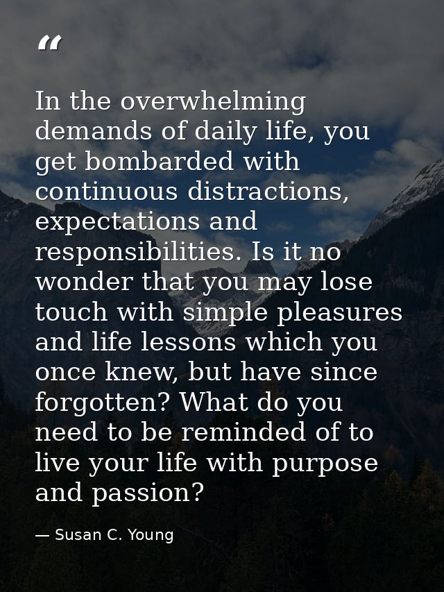 In the overwhelming demands of daily life, you get bombarded with continuous distractions, expectations and responsibili — Susan C. Young