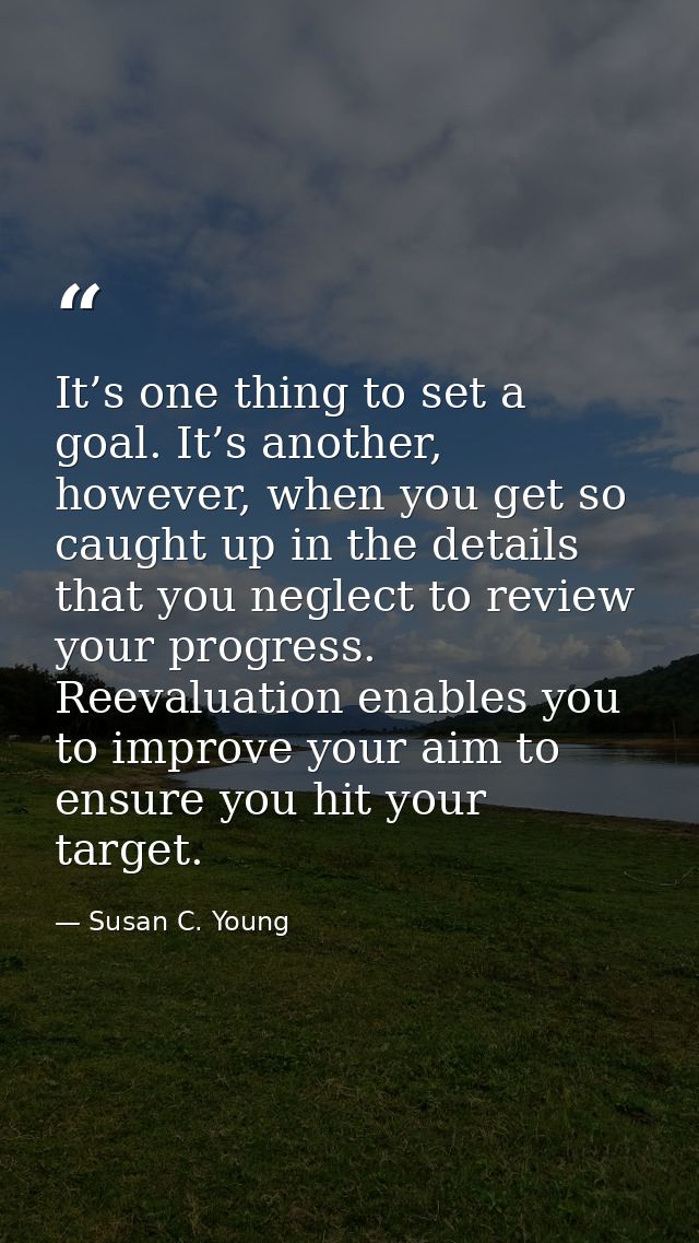 It’s one thing to set a goal. It’s another, however, when you get so caught up in the details that you neglect to review — Susan C. Young