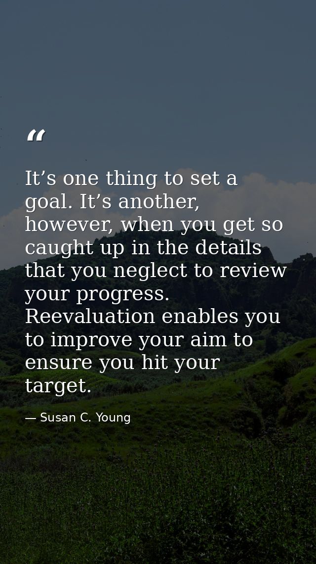 It’s one thing to set a goal. It’s another, however, when you get so caught up in the details that you neglect to review — Susan C. Young