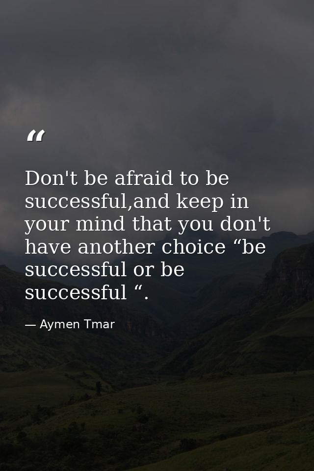 Don't be afraid to be successful,and keep in your mind that you don't have another choice “be successful or be successfu — Aymen Tmar