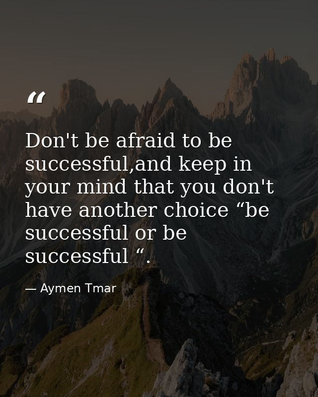 Don't be afraid to be successful,and keep in your mind that you don't have another choice “be successful or be successfu — Aymen Tmar