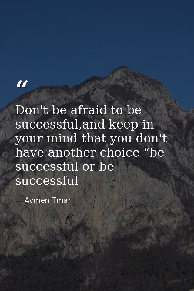 Don't be afraid to be successful,and keep in your mind that you don't have another choice “be successful or be successfu — Aymen Tmar