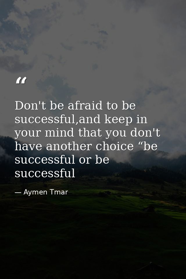Don't be afraid to be successful,and keep in your mind that you don't have another choice “be successful or be successfu — Aymen Tmar