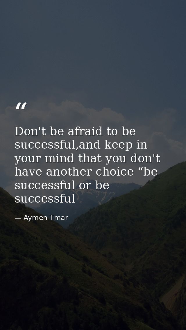 Don't be afraid to be successful,and keep in your mind that you don't have another choice “be successful or be successfu — Aymen Tmar