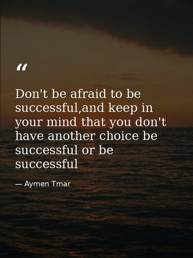 Don't be afraid to be successful,and keep in your mind that you don't have another choice be successful or be successful — Aymen Tmar