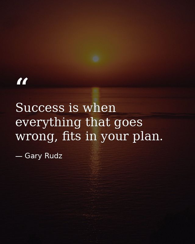 Success is when everything that goes wrong, fits in your plan. — Gary Rudz