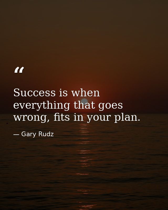 Success is when everything that goes wrong, fits in your plan. — Gary Rudz
