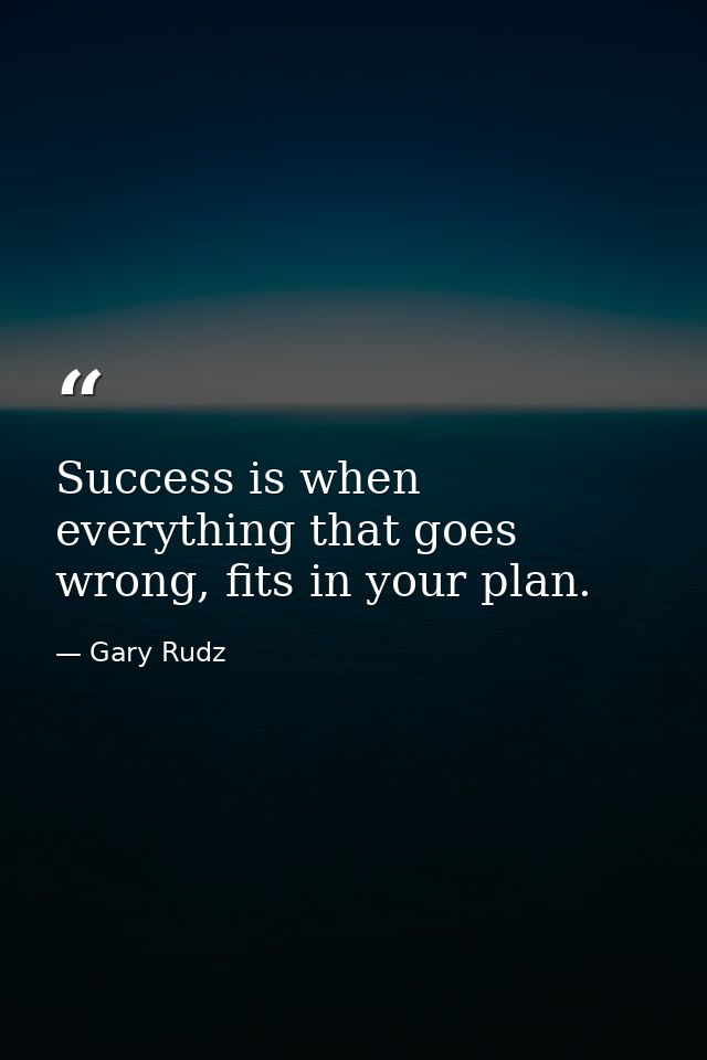 Success is when everything that goes wrong, fits in your plan. — Gary Rudz