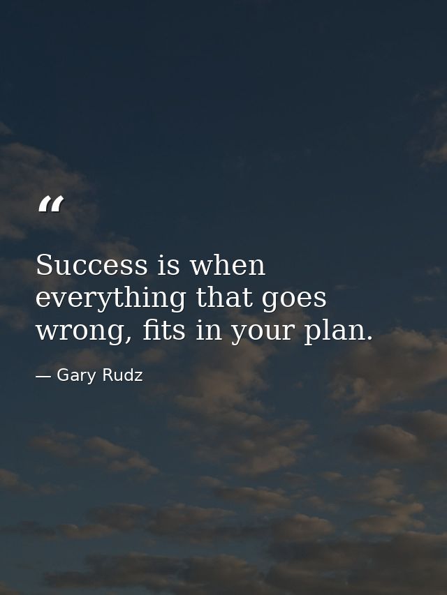 Success is when everything that goes wrong, fits in your plan. — Gary Rudz