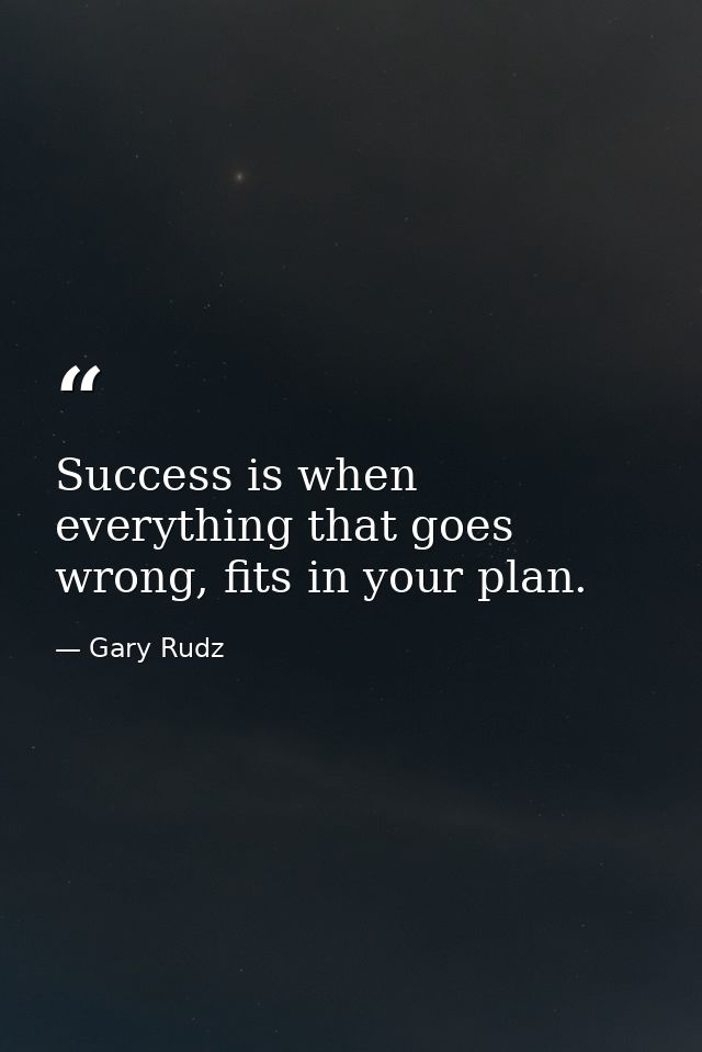 Success is when everything that goes wrong, fits in your plan. — Gary Rudz