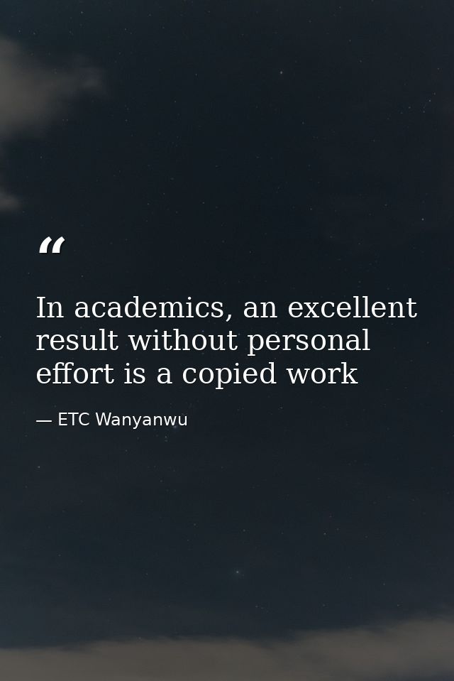 In academics, an excellent result without personal effort is a copied work — ETC Wanyanwu
