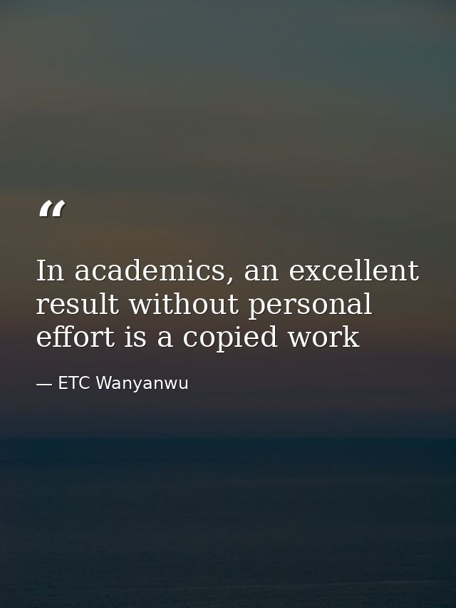 In academics, an excellent result without personal effort is a copied work — ETC Wanyanwu
