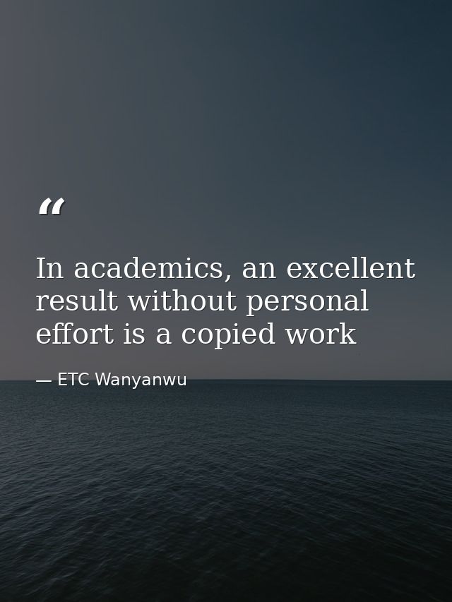 In academics, an excellent result without personal effort is a copied work — ETC Wanyanwu