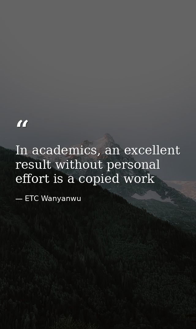 In academics, an excellent result without personal effort is a copied work — ETC Wanyanwu
