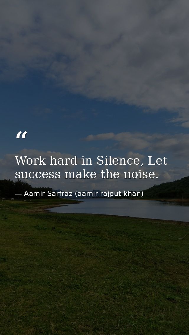 Work hard in Silence, Let success make the noise. — Aamir Sarfraz (aamir rajput khan)