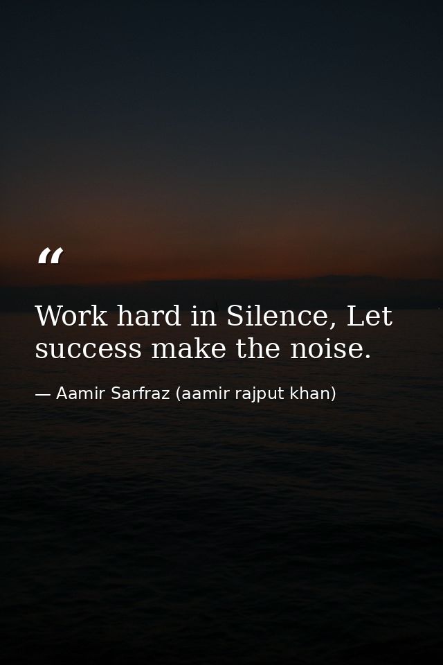 Work hard in Silence, Let success make the noise. — Aamir Sarfraz (aamir rajput khan)
