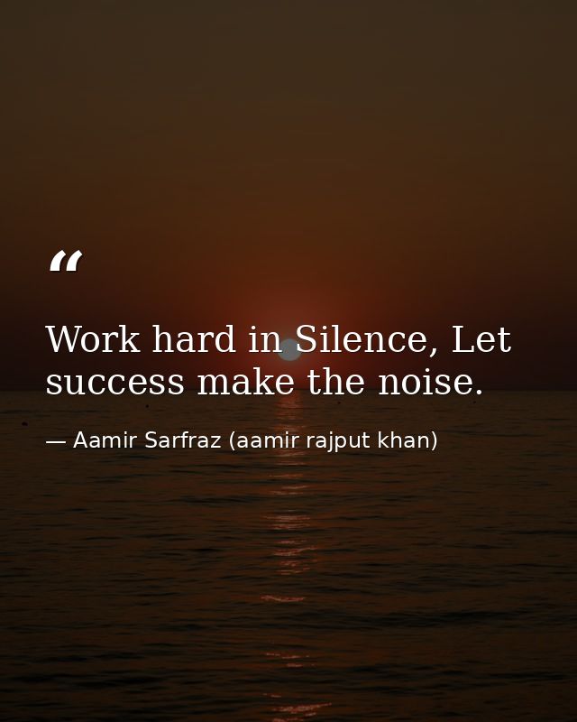Work hard in Silence, Let success make the noise. — Aamir Sarfraz (aamir rajput khan)