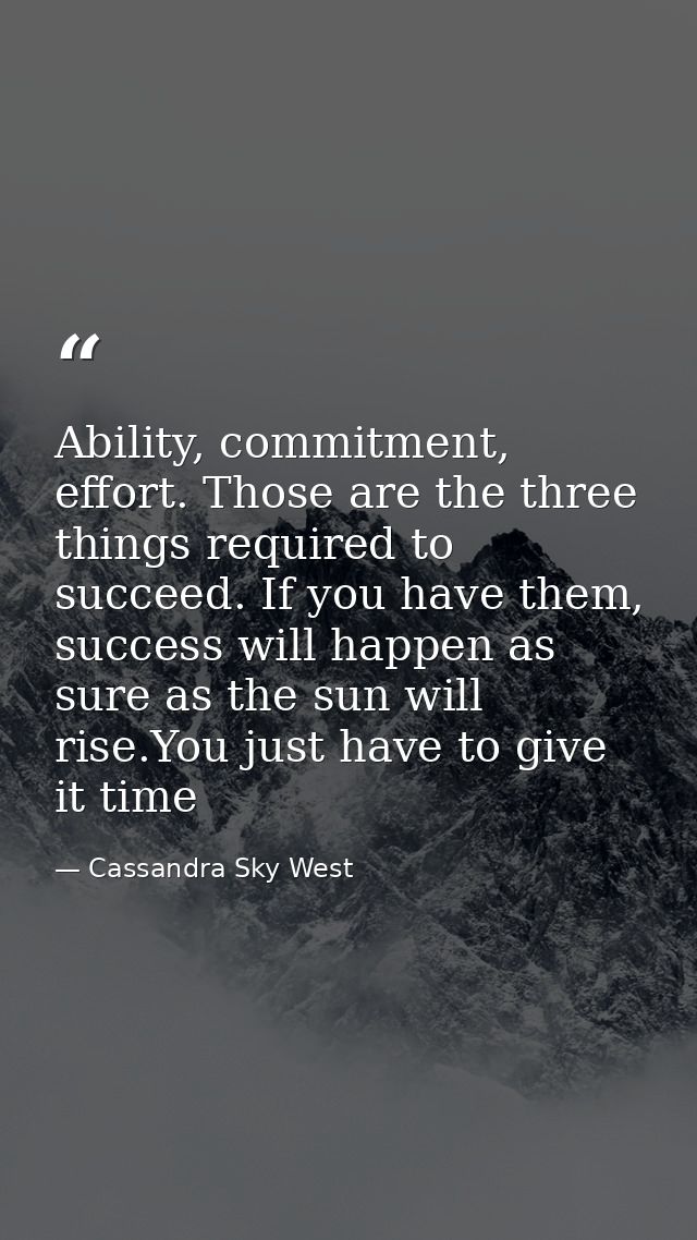 Ability, commitment, effort. Those are the three things required to succeed. If you have them, success will happen as su — Cassandra Sky West