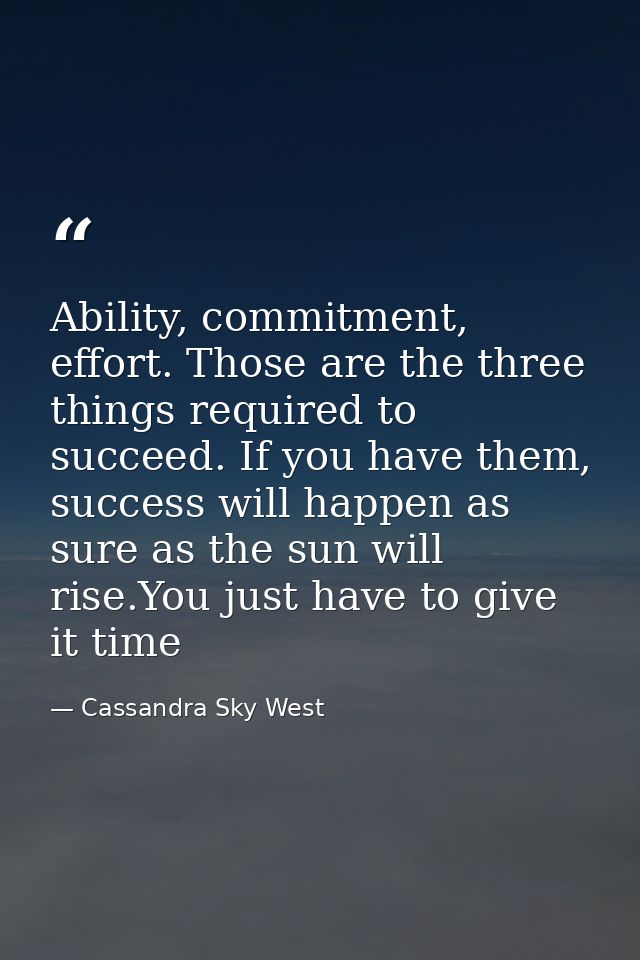 Ability, commitment, effort. Those are the three things required to succeed. If you have them, success will happen as su — Cassandra Sky West