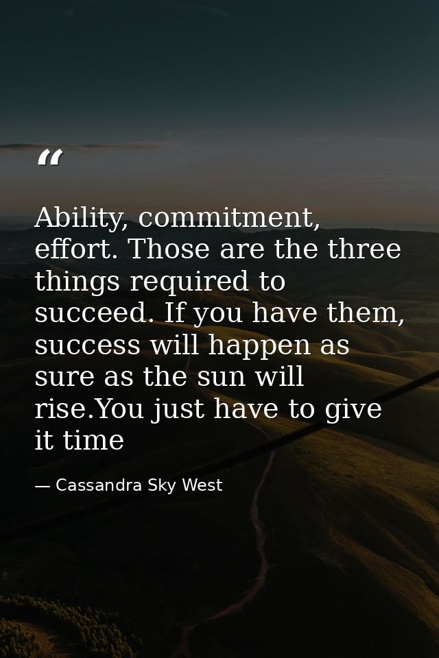 Ability, commitment, effort. Those are the three things required to succeed. If you have them, success will happen as su — Cassandra Sky West