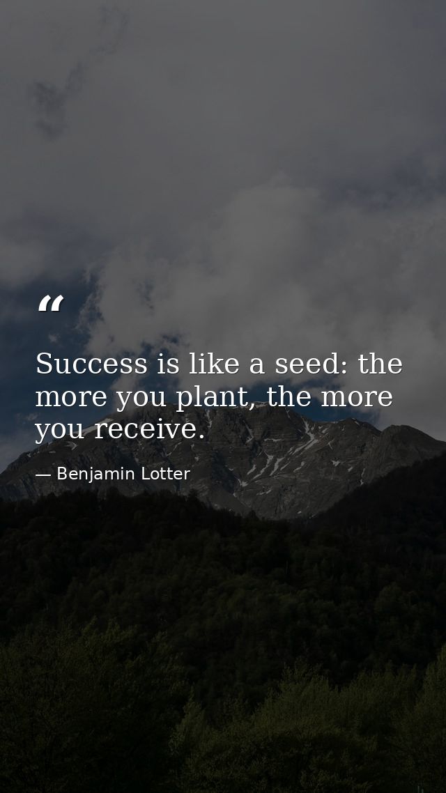 Success is like a seed: the more you plant, the more you receive. — Benjamin Lotter