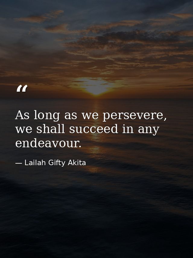 As long as we persevere, we shall succeed in any endeavour. — Lailah Gifty Akita