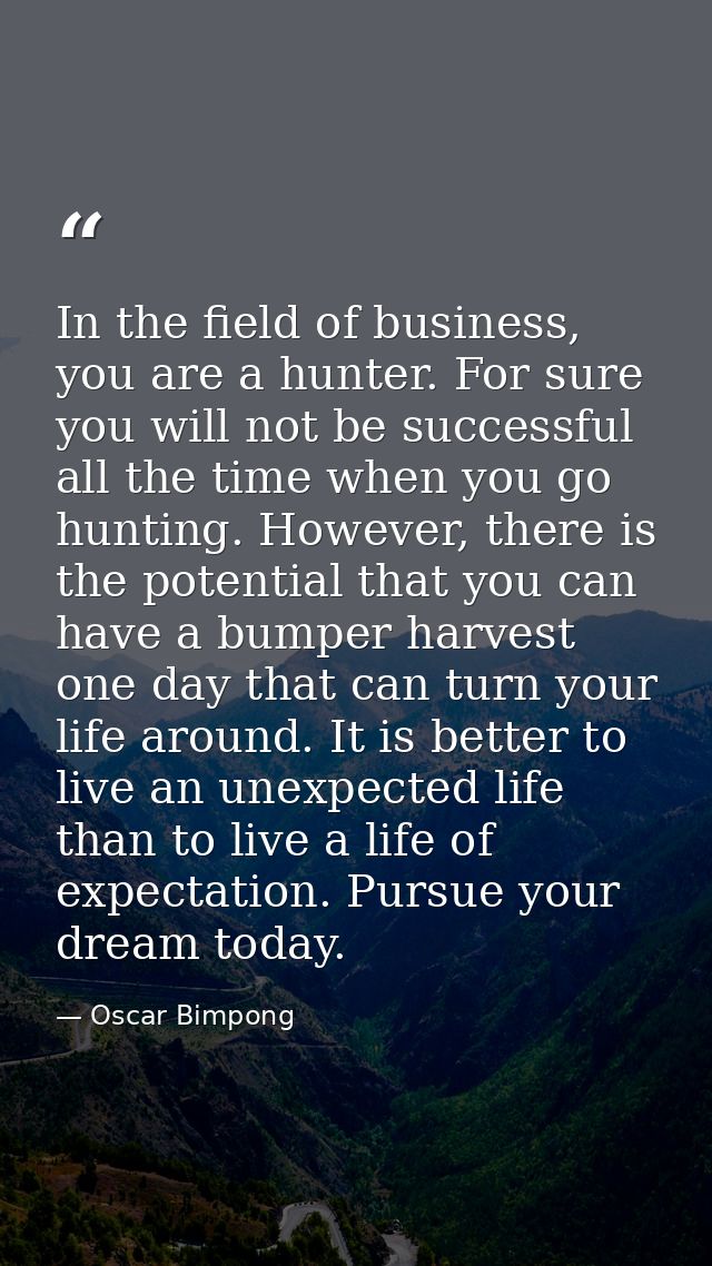 In the field of business, you are a hunter. For sure you will not be successful all the time when you go hunting. Howeve — Oscar Bimpong
