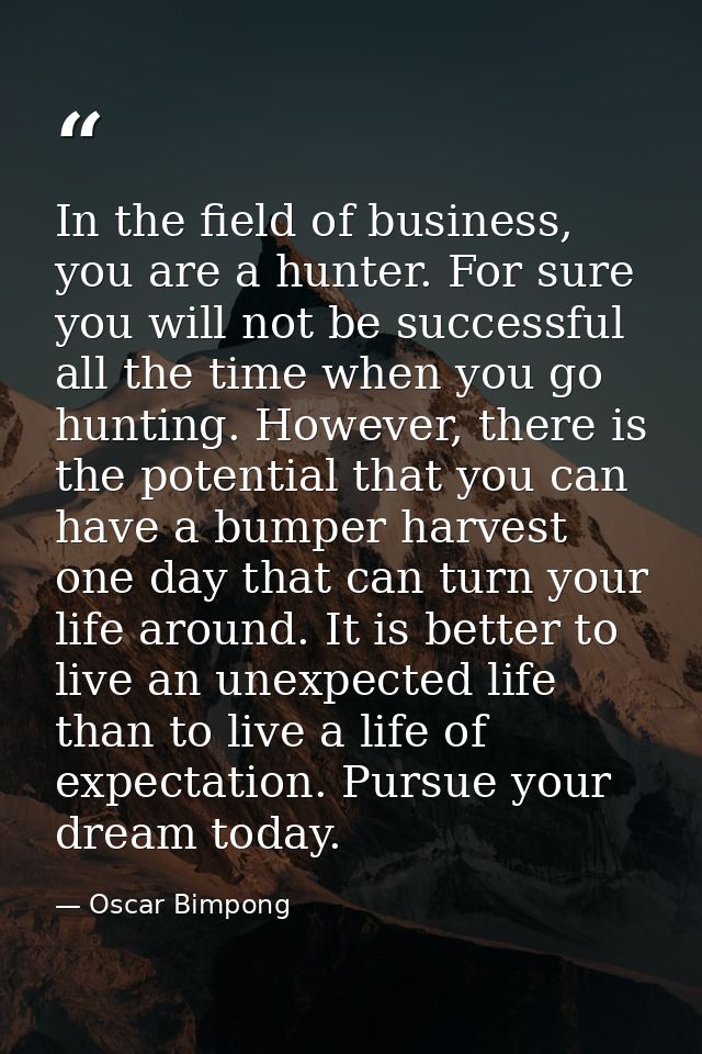 In the field of business, you are a hunter. For sure you will not be successful all the time when you go hunting. Howeve — Oscar Bimpong