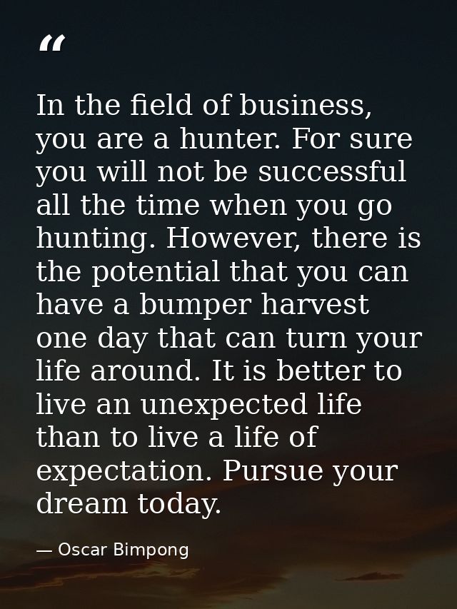 In the field of business, you are a hunter. For sure you will not be successful all the time when you go hunting. Howeve — Oscar Bimpong