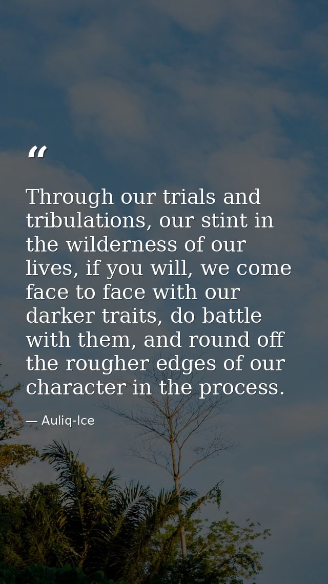 Through our trials and tribulations, our stint in the wilderness of our lives, if you will, we come face to face with ou — Auliq-Ice