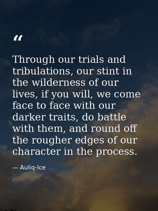 Through our trials and tribulations, our stint in the wilderness of our lives, if you will, we come face to face with ou — Auliq-Ice
